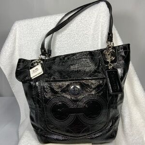 NWT - Coach Black Patent Leather Alex Tote Shoulder Bag 14265